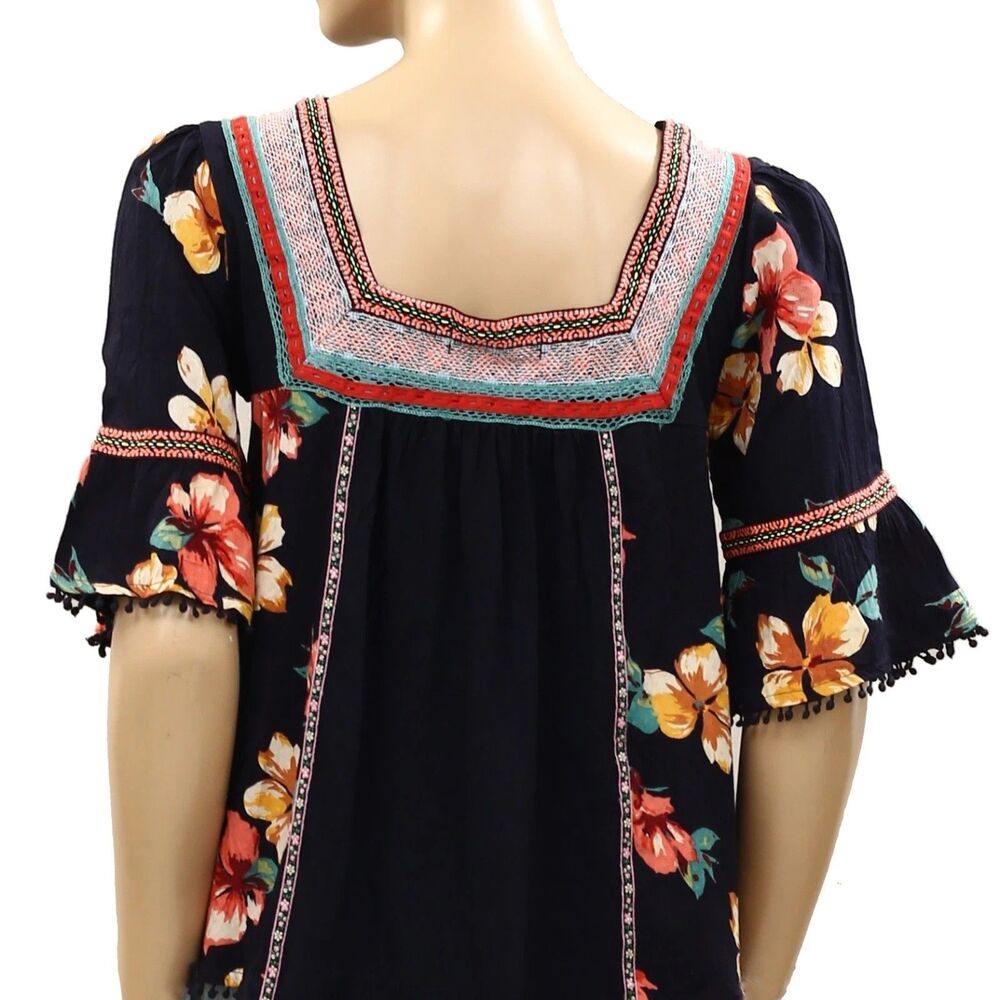 Anthropologie Dakota Embroidered Blouse Top Floral Print Swiss Dot XS 287552 - Picture 7 of 7
